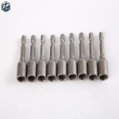 Φυσικό φινίρισμα CRV υλικό 6.35 Έξαγωνός 10mm*48mm*10PC Strong Magnetic Nut Driver Set